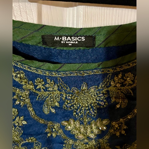 M. BASICS by Maria. B. Elegant Blue and Green Embroidered Women's Dress - Picture 10 of 15